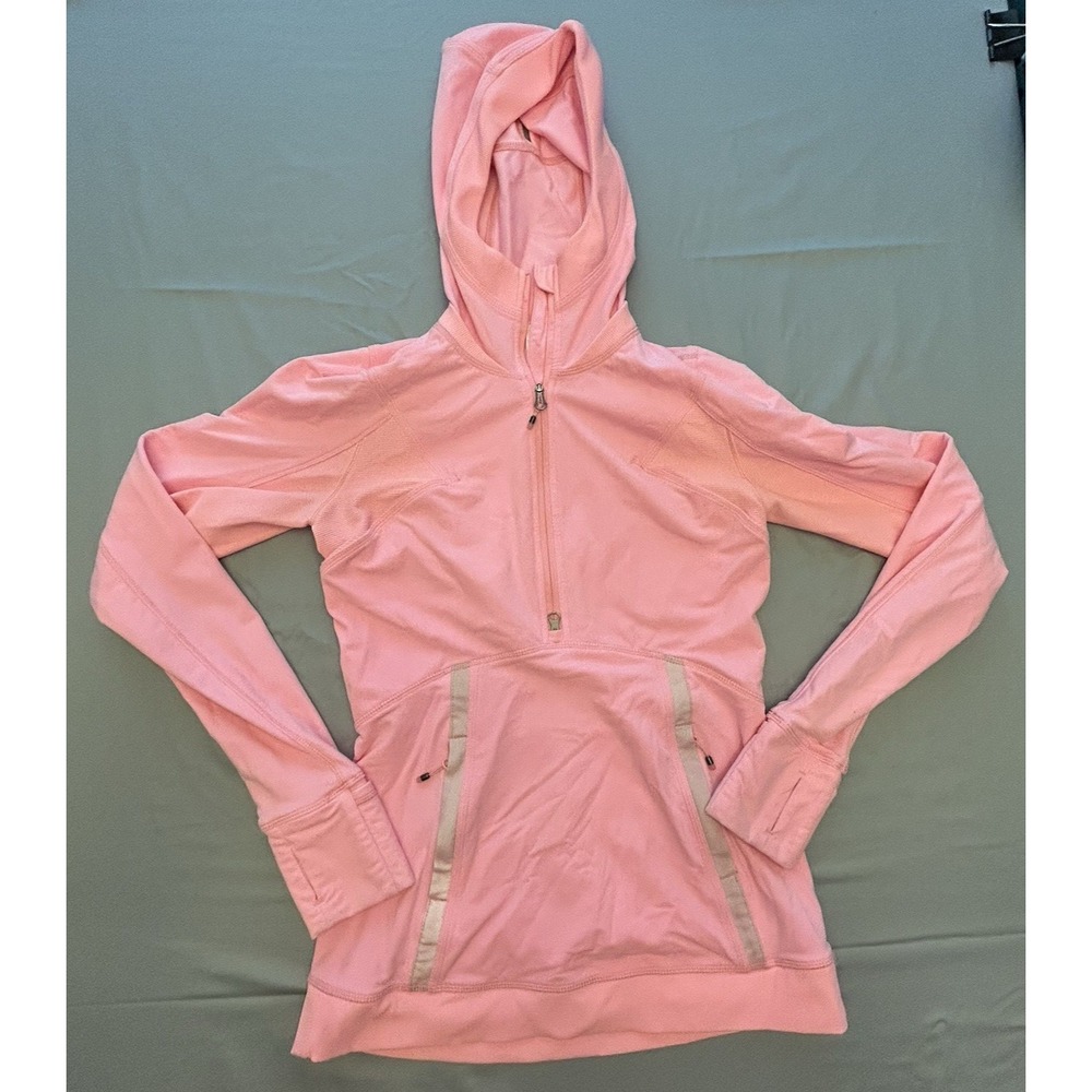 Lululemon Womens Athletic 1/4 Zip Hoodie Jacket Size 4 Pink